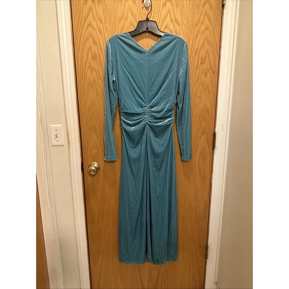 RACHEL COMEY  New York Tourquoise Velvet Dress Size 6 Maxi Long Sleeves Boho - Picture 2 of 10